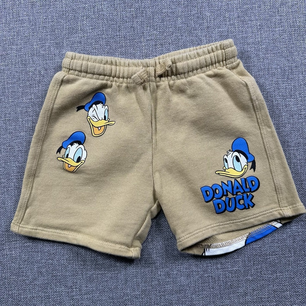 Zara Disney Beige Donald Duck Drawstring Sweat Shorts, 5 Years